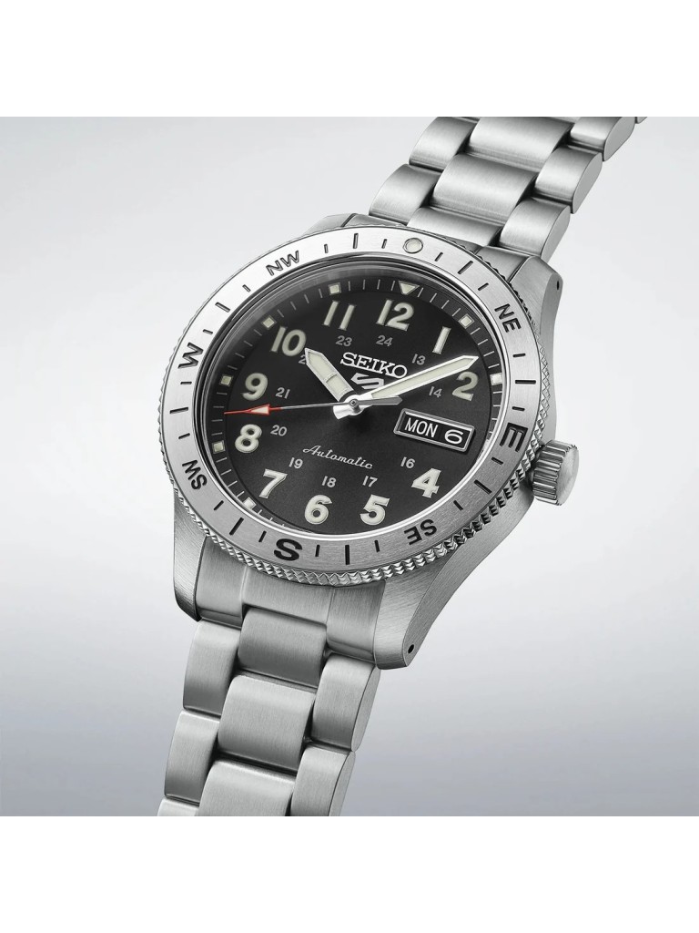Orologio Seiko 5 Sports Field Watch Nero Ghiera Girevole HDB006K1
