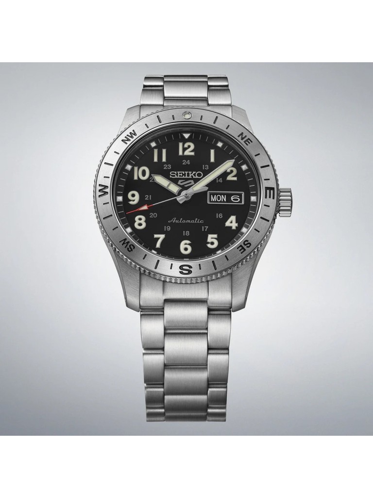 Orologio Seiko 5 Sports Field Watch Nero Ghiera Girevole HDB006K1