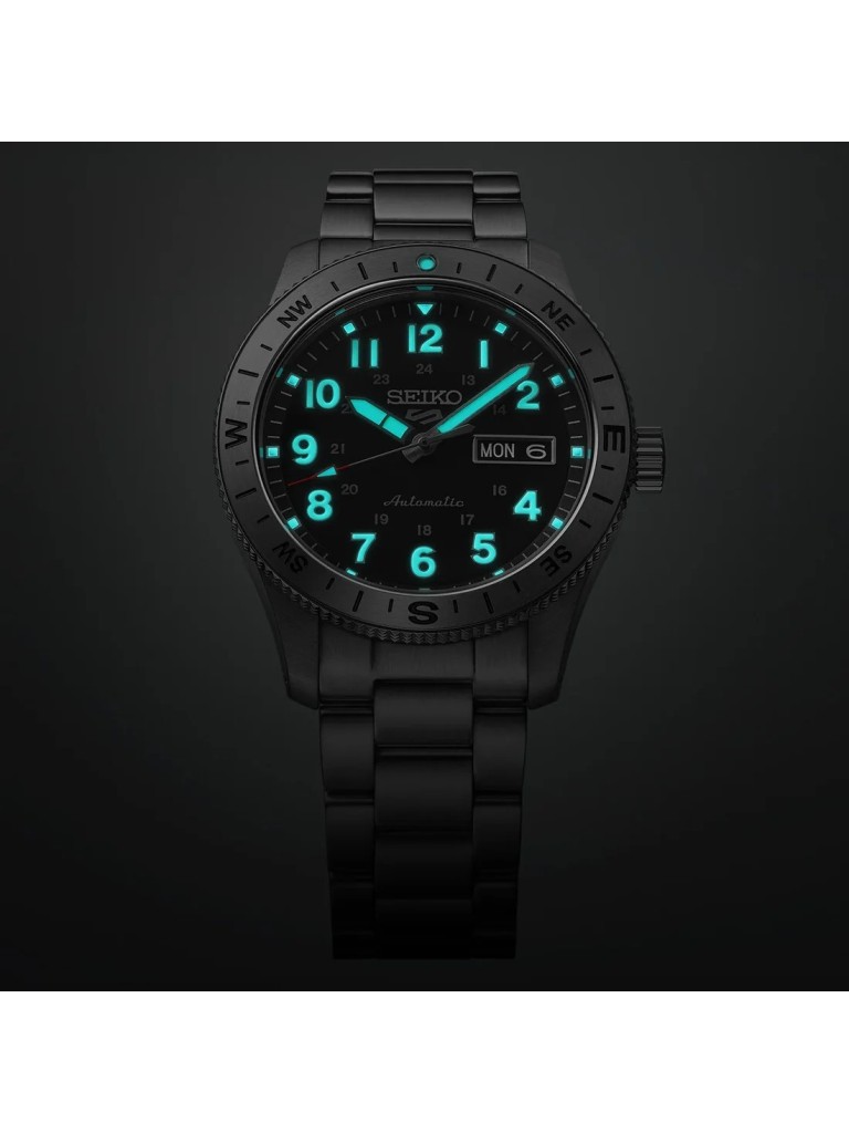 Orologio Seiko 5 Sports Field Watch Nero Ghiera Girevole HDB006K1