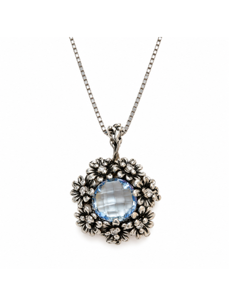 Collana Maestro Riverso Primule Topazio Azzurro PRM05