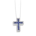 Collana Cierre croce con zaffiro e diamanti D123Z