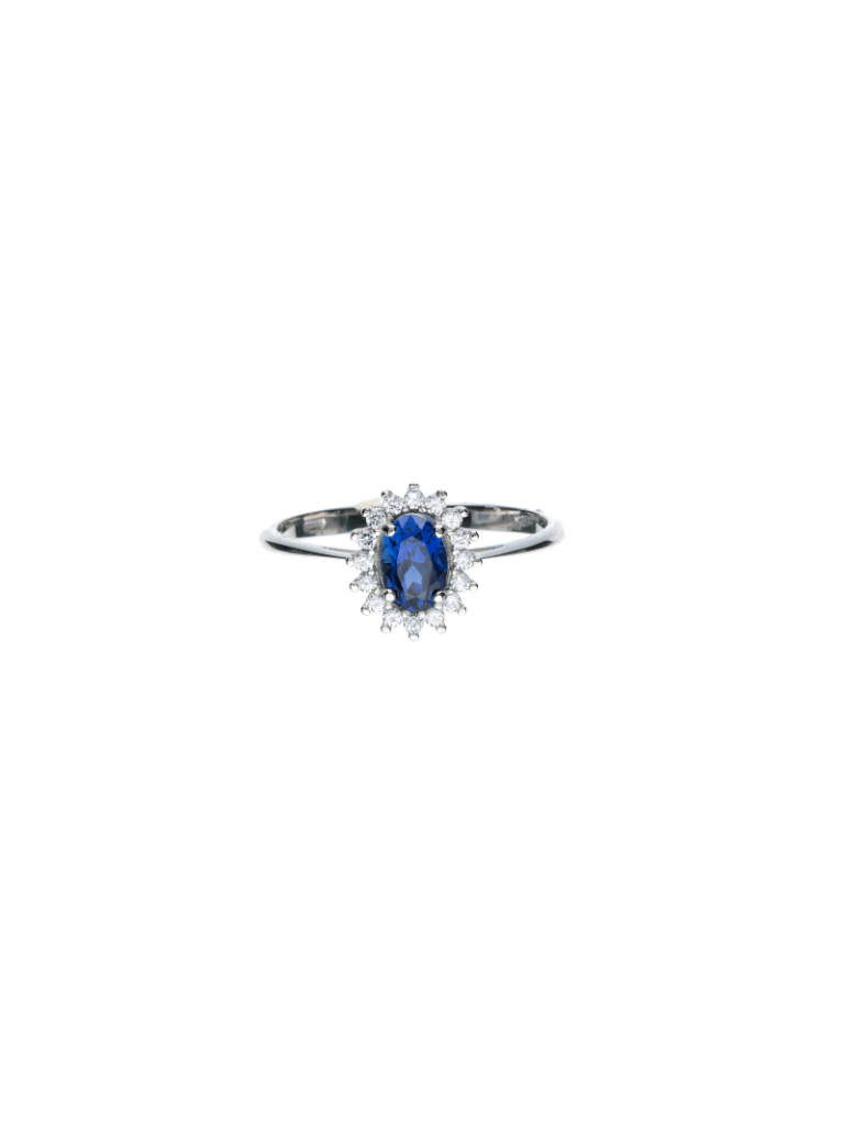 Anello oro 18kt zaffiro e zirconi  AN425
