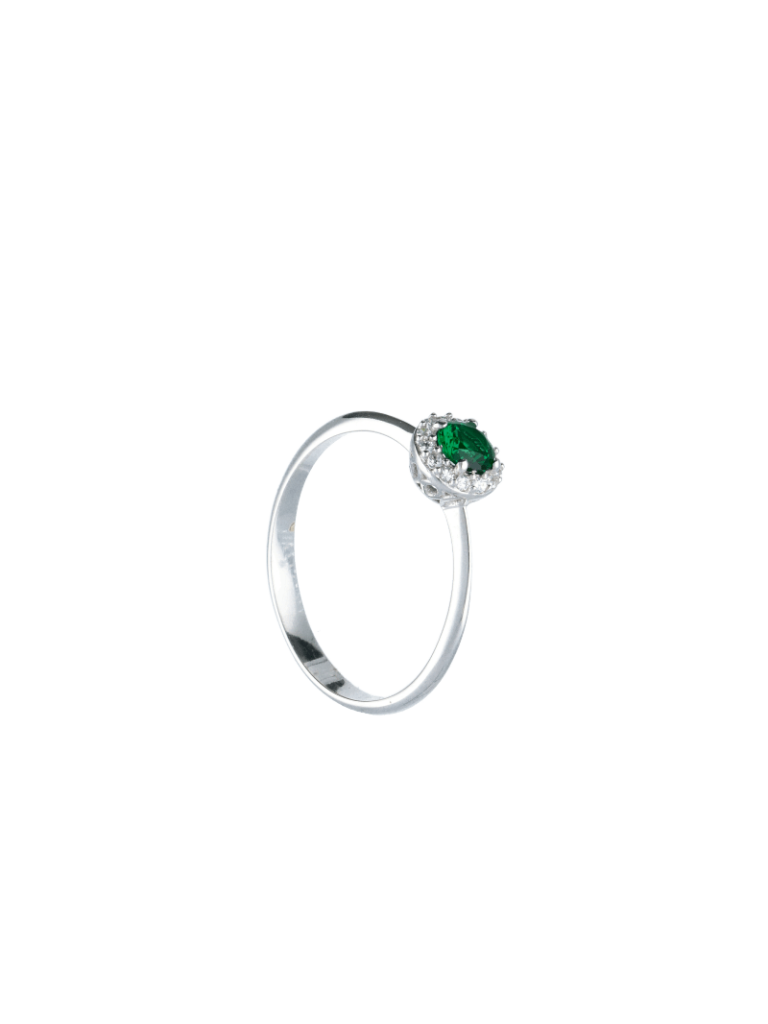 Anello in oro 18kt smeraldo e zirconi  AN356